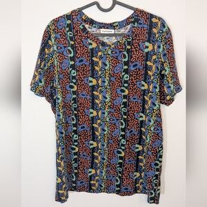 Frank And Oak Bamboo Blend Abstract Print Colorful T-shirt - Size L